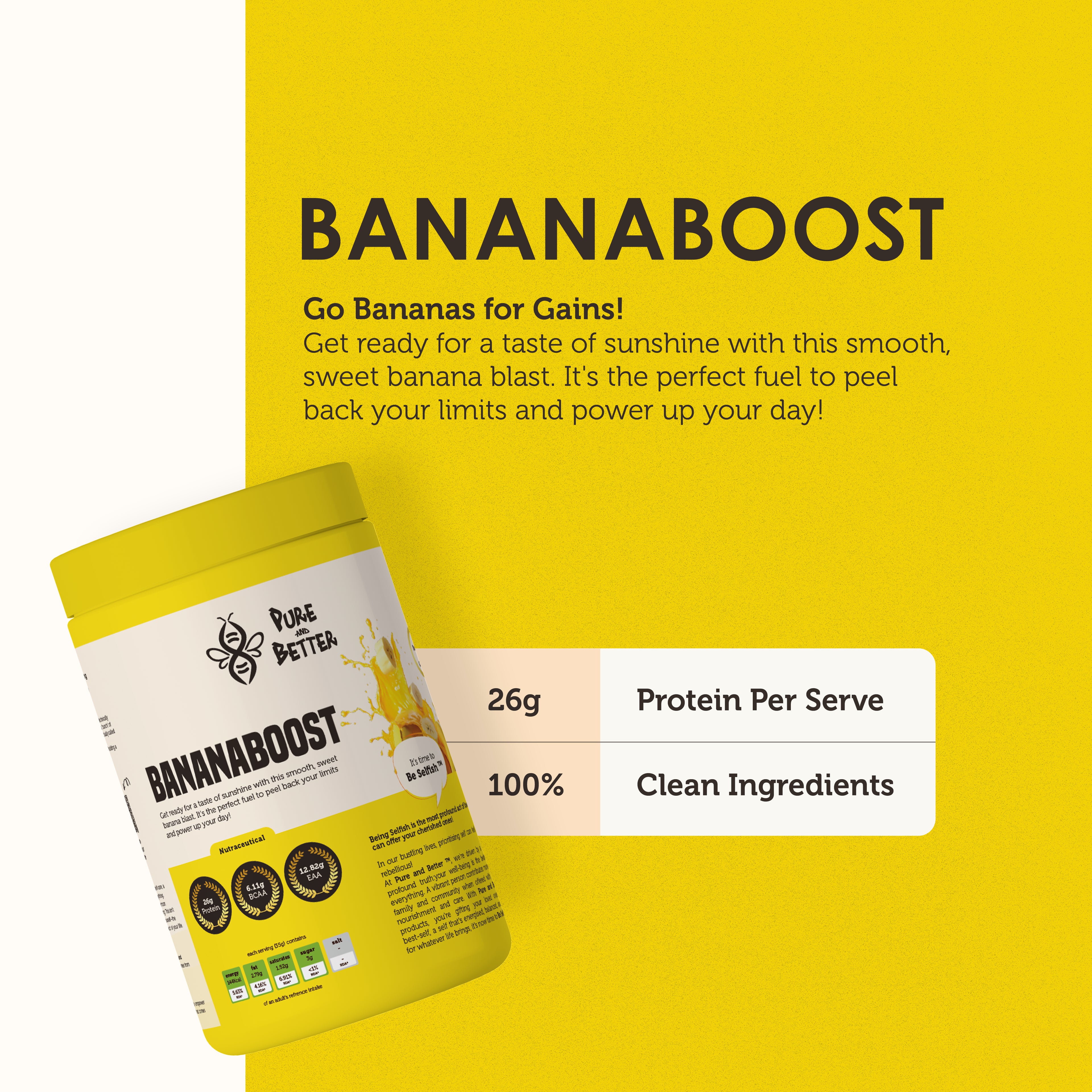 Bananaboost Protein Jar – 26g Whey Protein | 500g Total