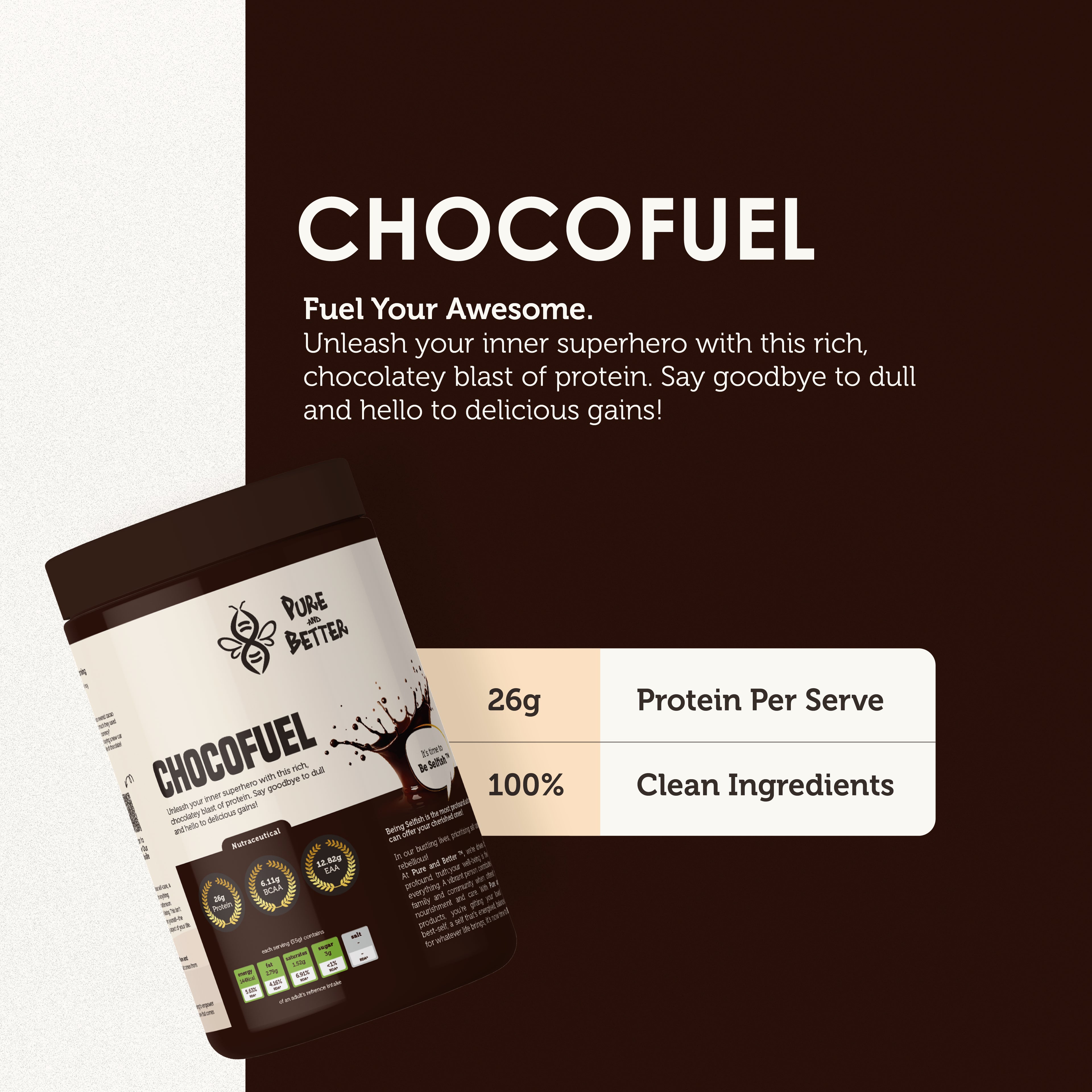 Chocofuel Protein Jar – 26g Whey Protein | 500g Total