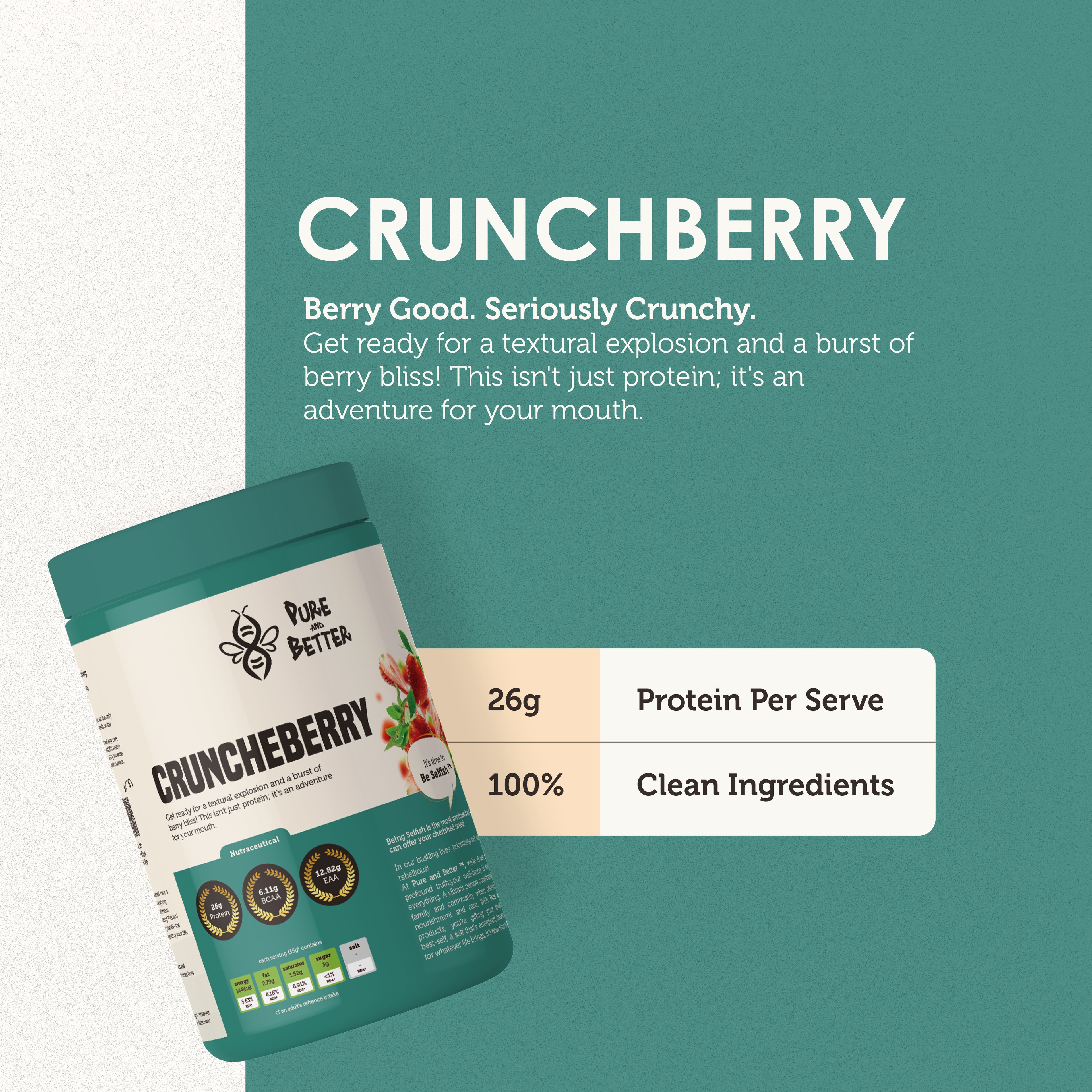 Crunchberry Protein Jar – 26g Whey Protein | 500g Total