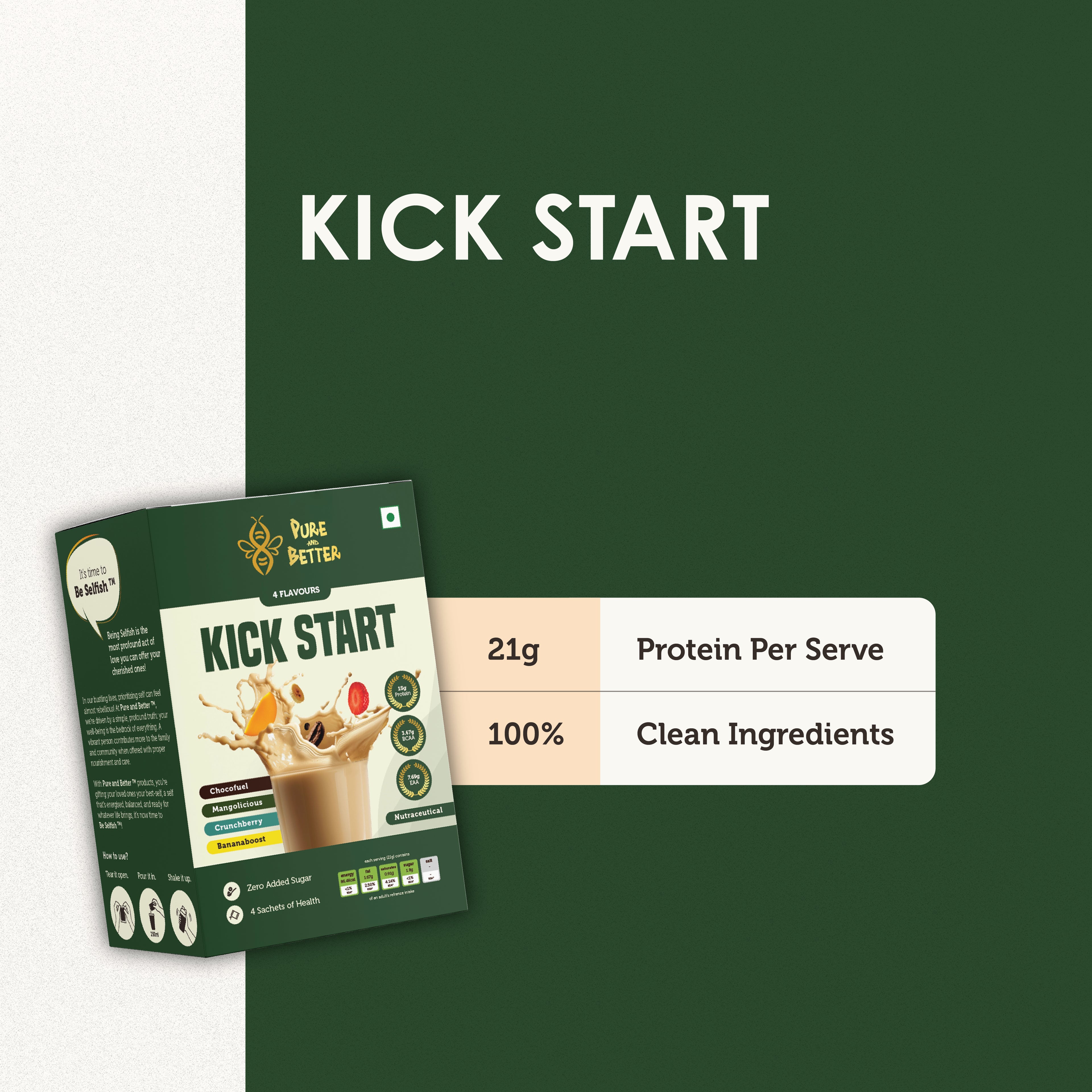 Kick Start (4 Flavors) – 15g Whey Protein | 84g Total