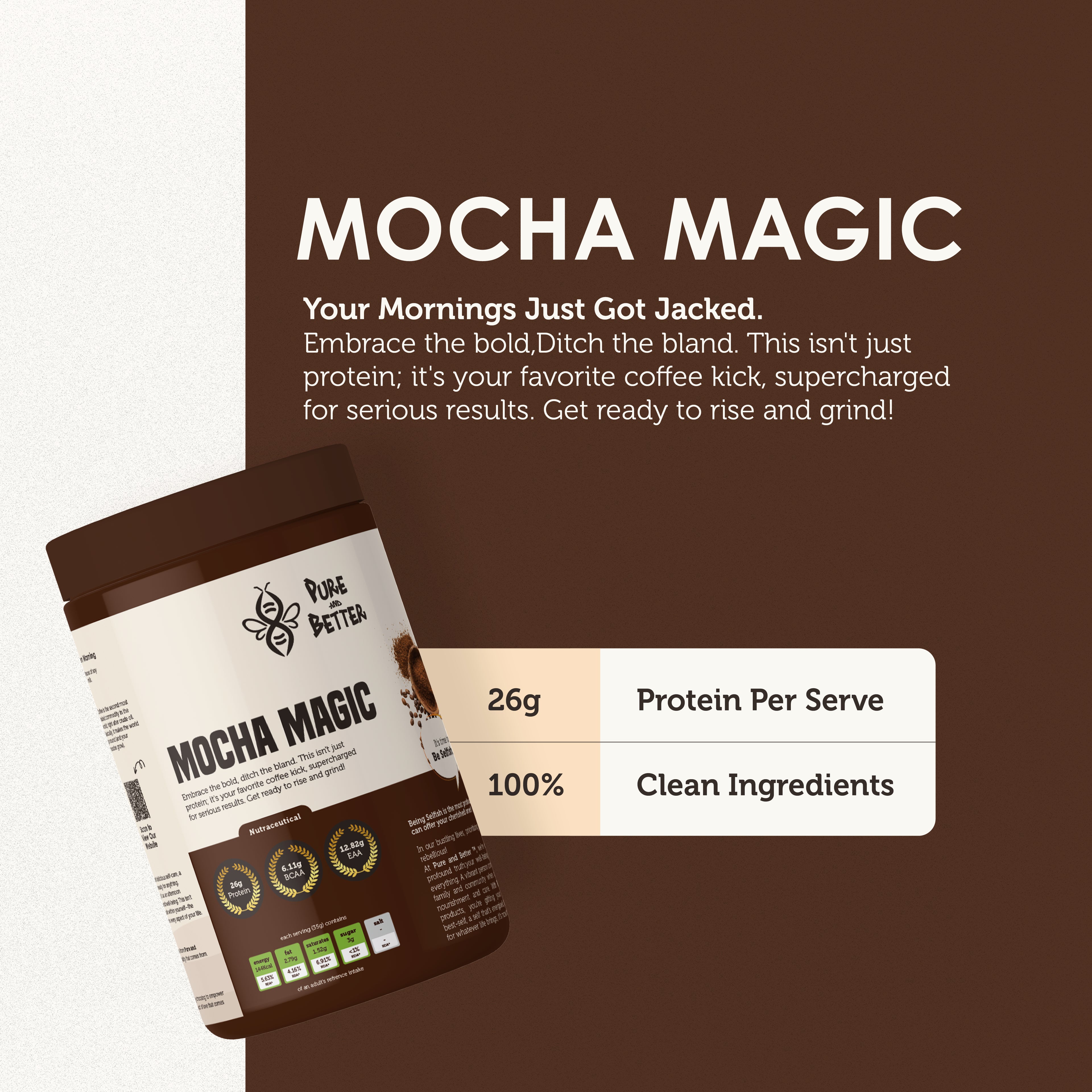 Mocha Magic Protein Jar – 26g Whey Protein | 500g Total
