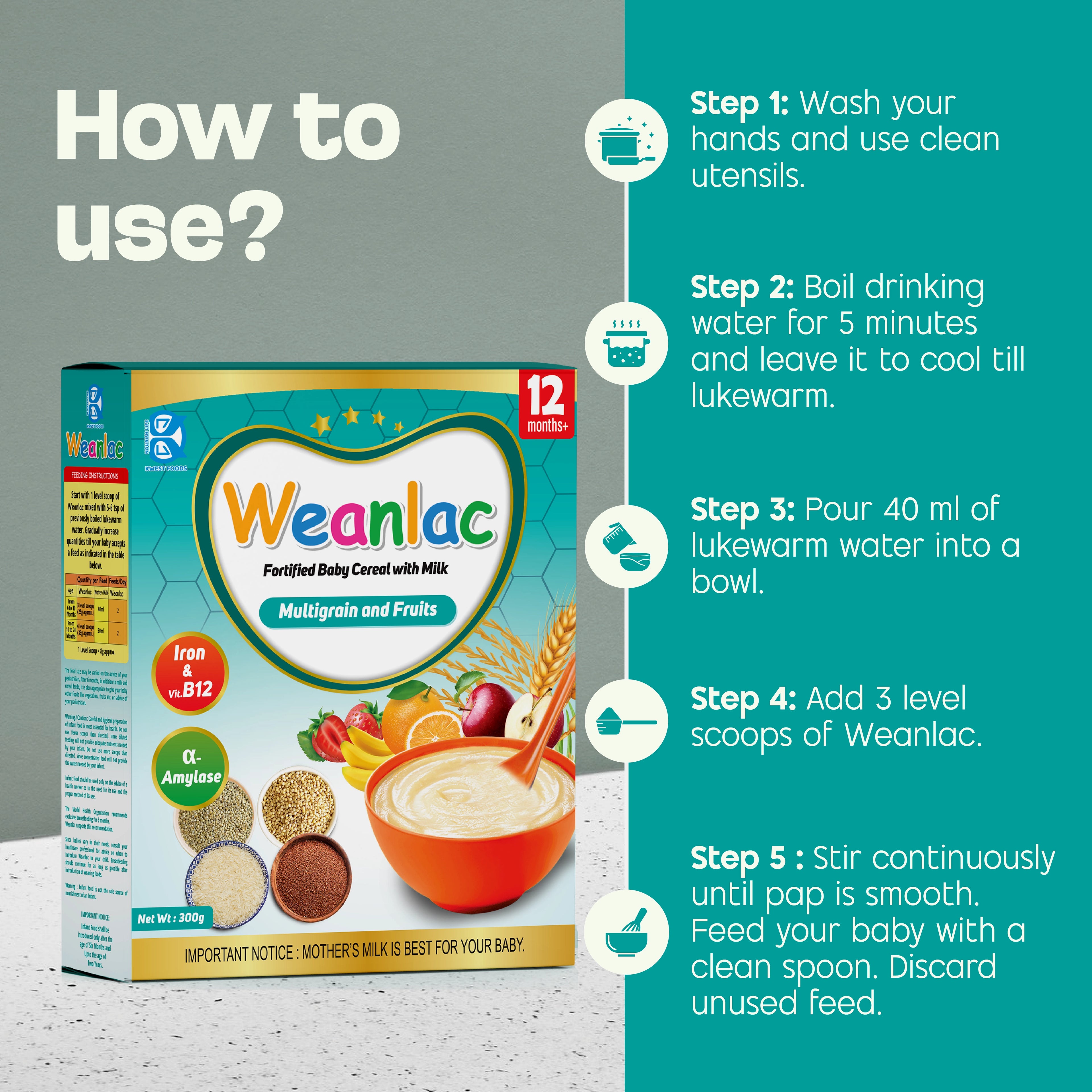 Weanlac Infant Cereal – Multigrain and Fruits