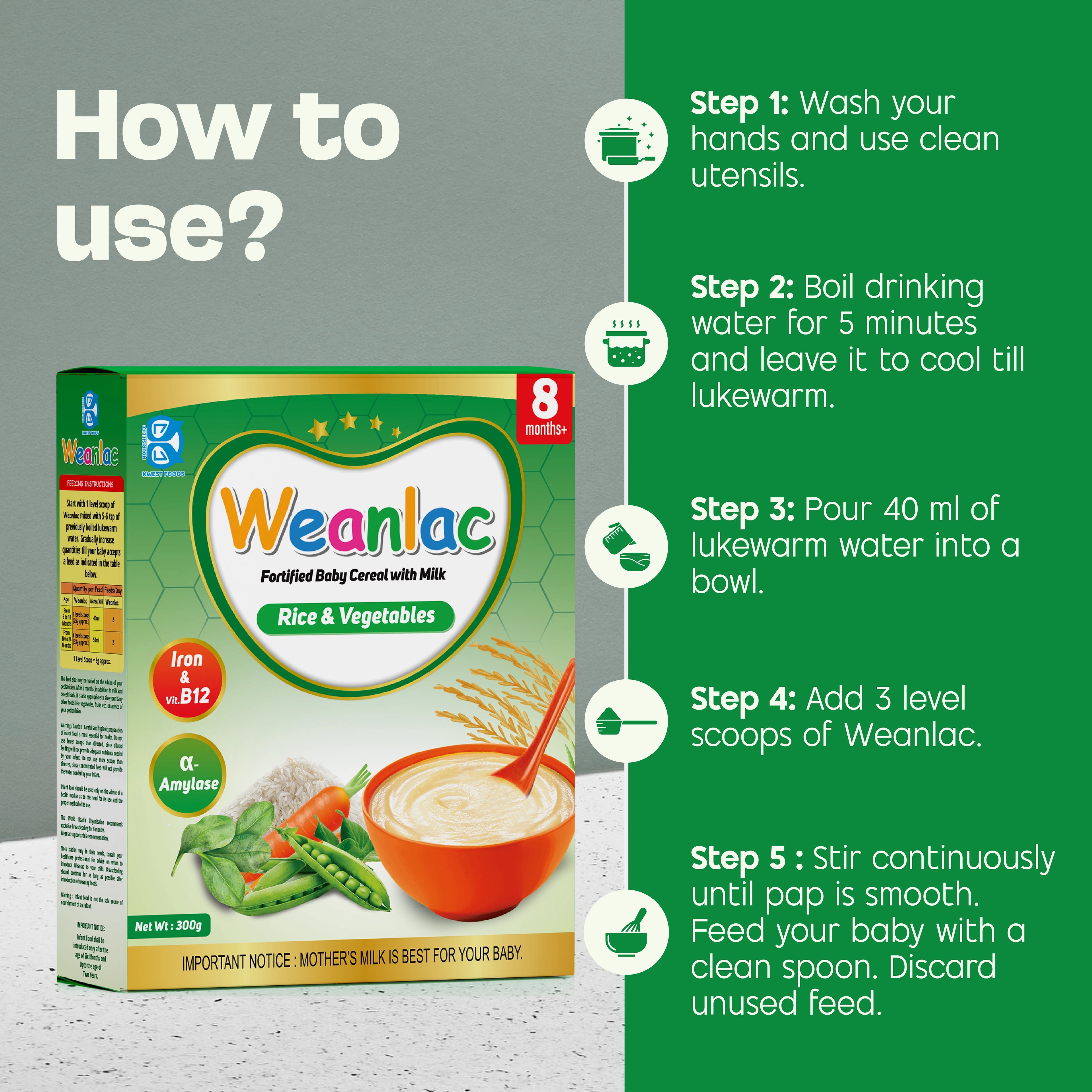 Weanlac Infant Cereal – Rice & Vegetables