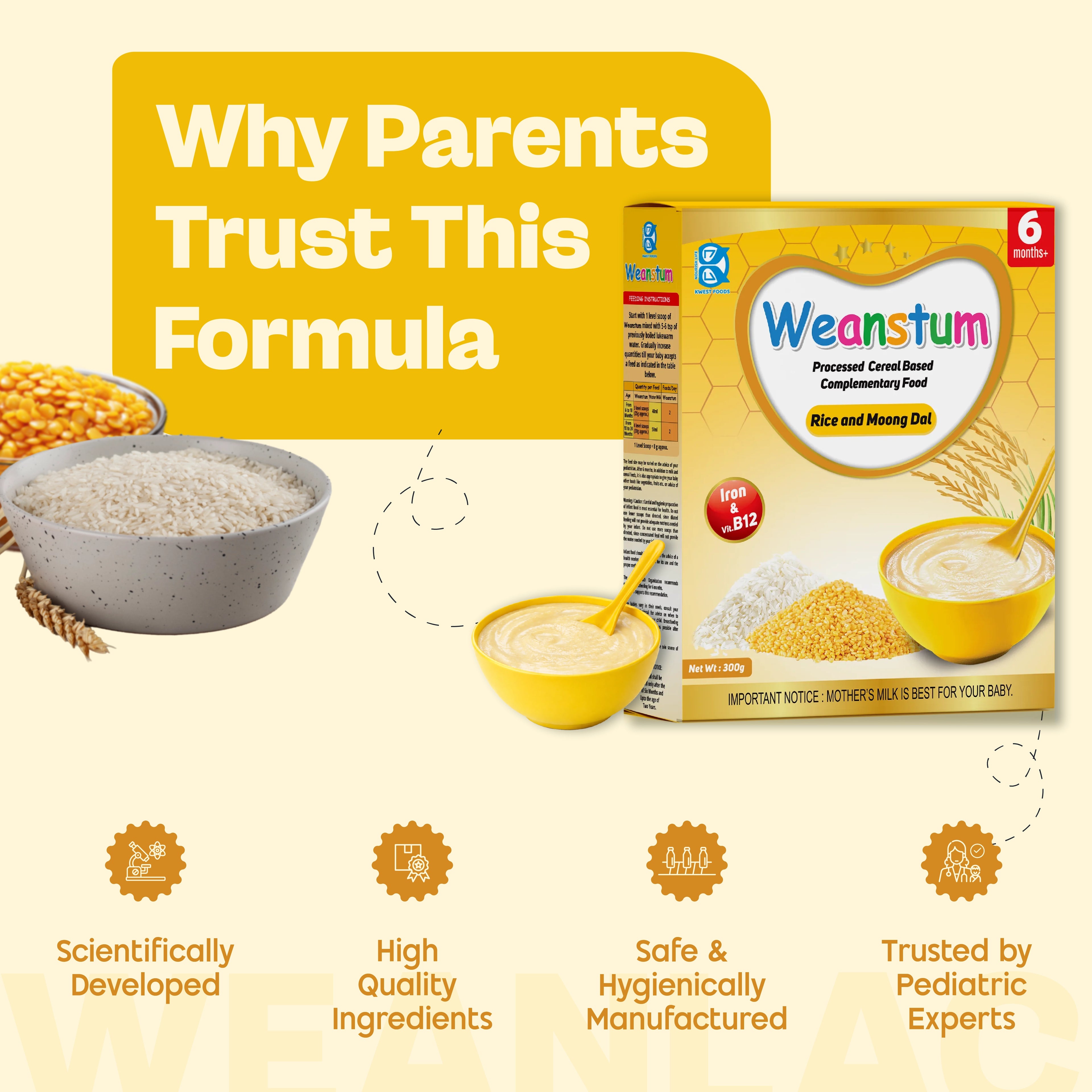 Weanstum Infant Cereal – Rice and Moong Dal