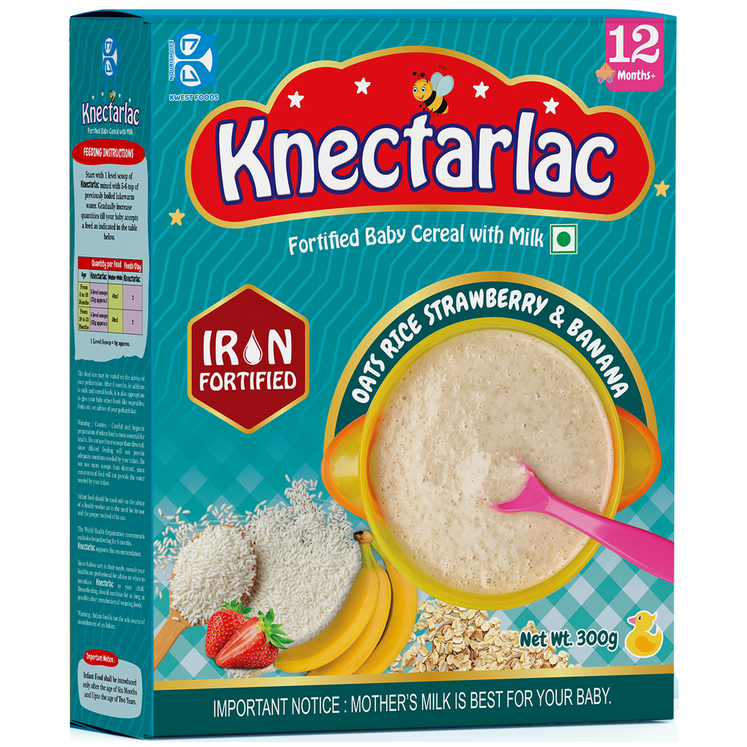 Knectarlac Infant Cereal – Oats, Rice, Strawberry and Banana