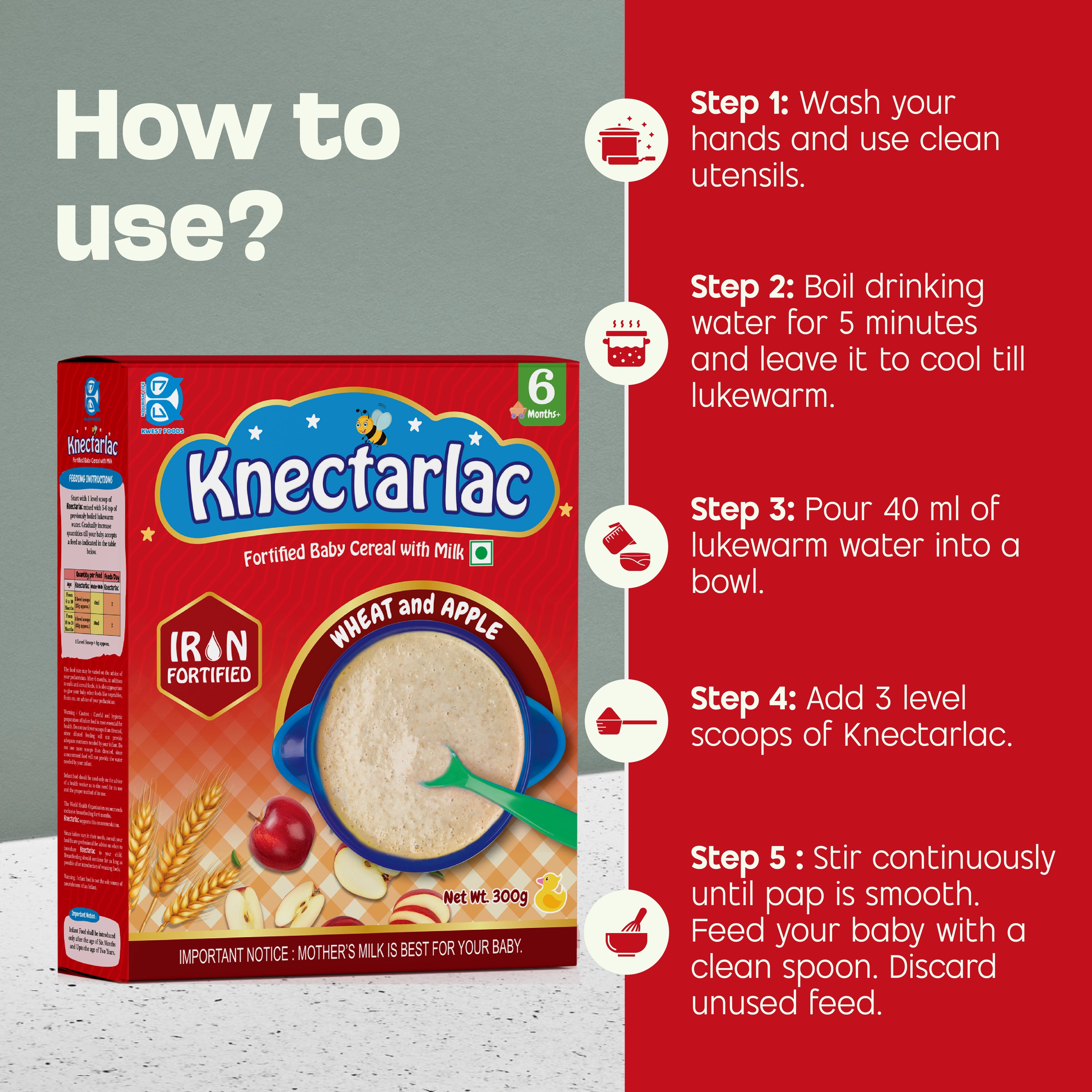 Knectarlac Infant cereal – Wheat and Apple