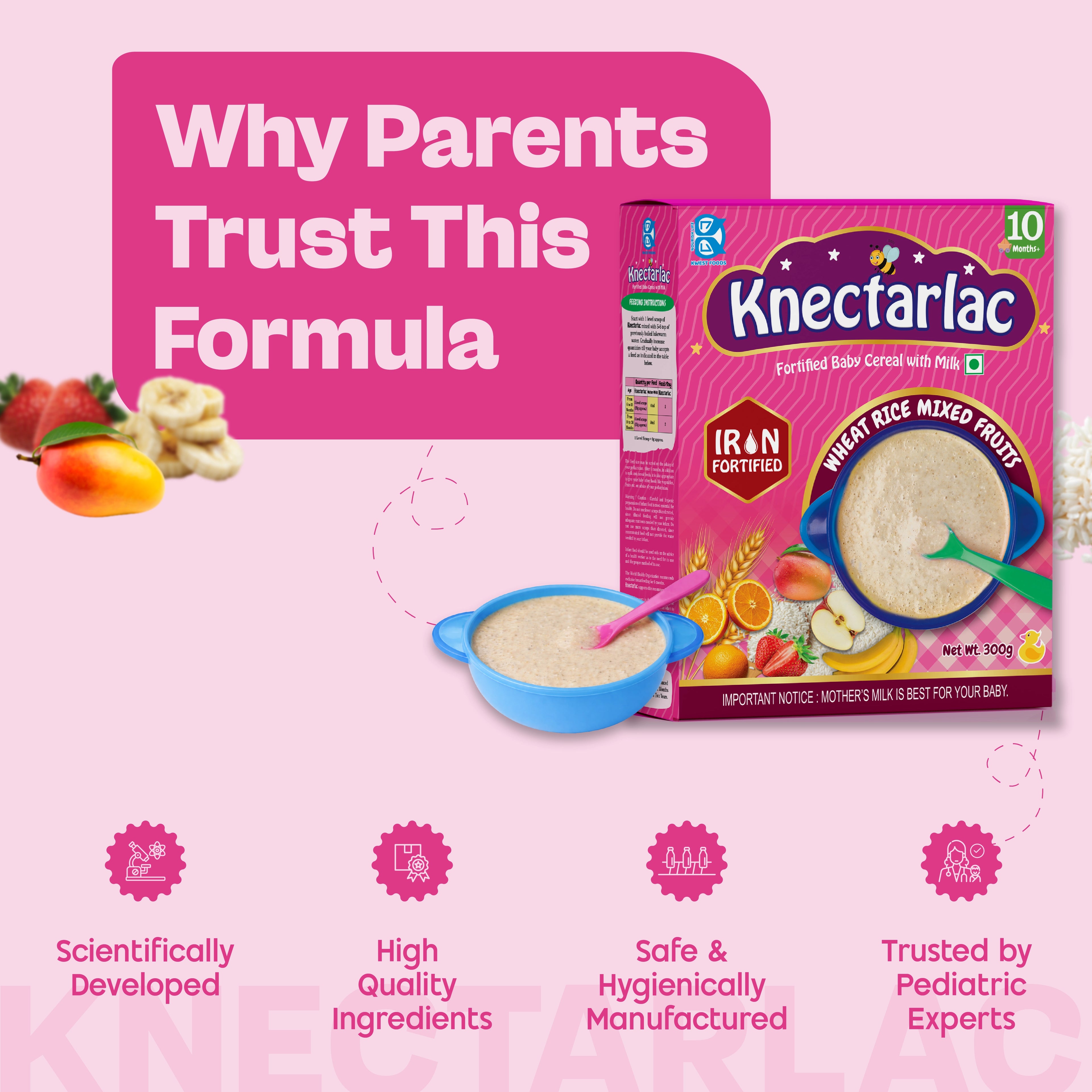 Knectarlac Infant Cereal – Wheat, Rice and Mixed Fruits