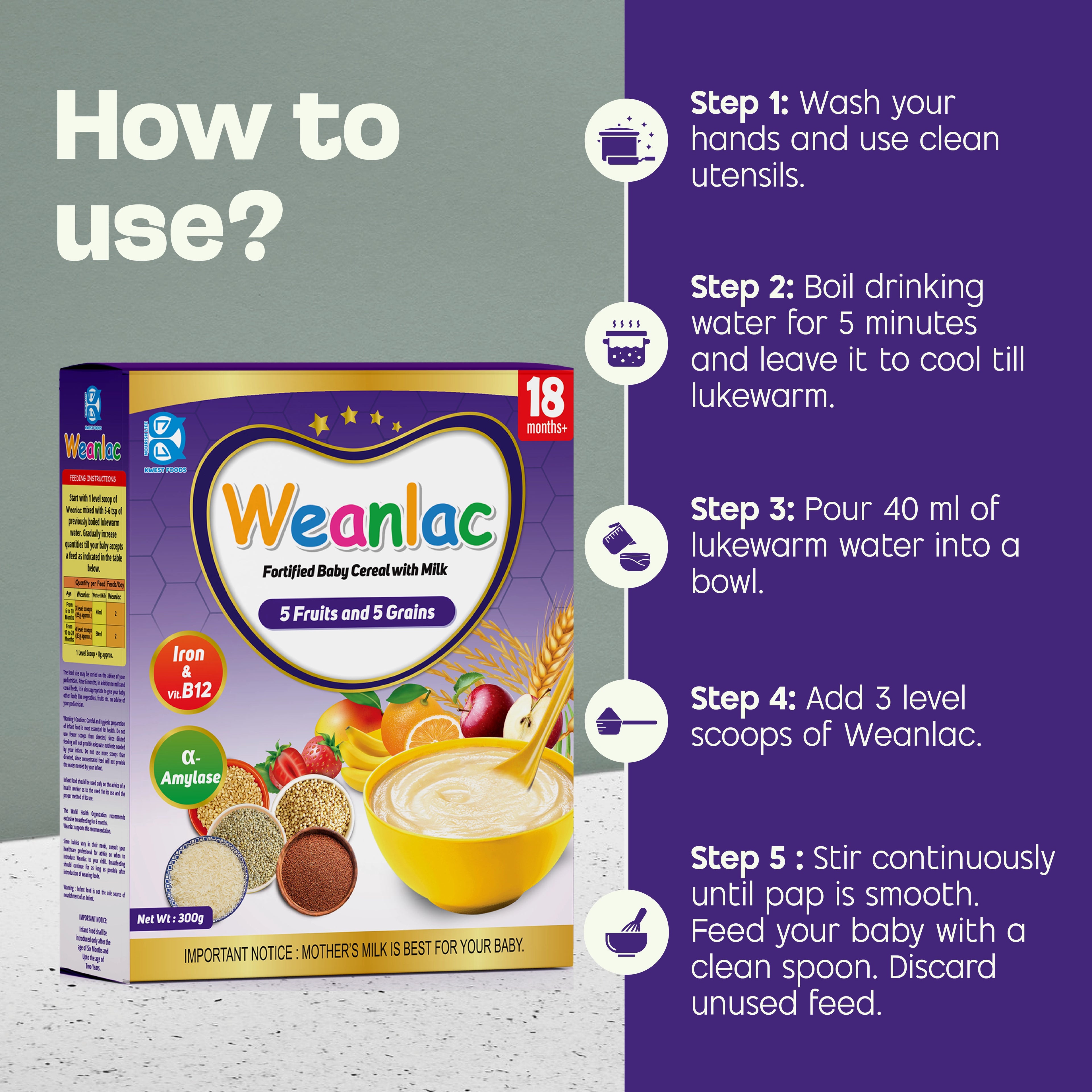 Weanlac Infant Cereal – 5 Fruits and 5 Grains